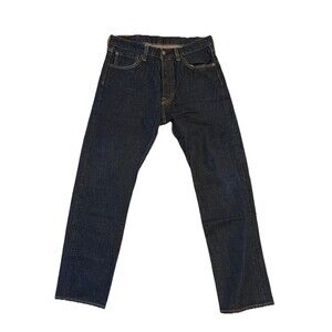 Levis 501 Jeans 33x32 Dark Wash Denim Button Fly Straight Leg Blue Jean